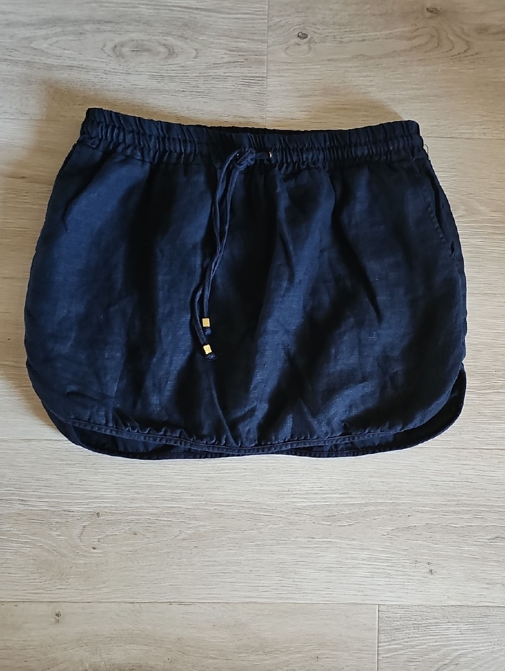 MICHAEL Michael Kors Navy Drawstring Linen Mini Skirt